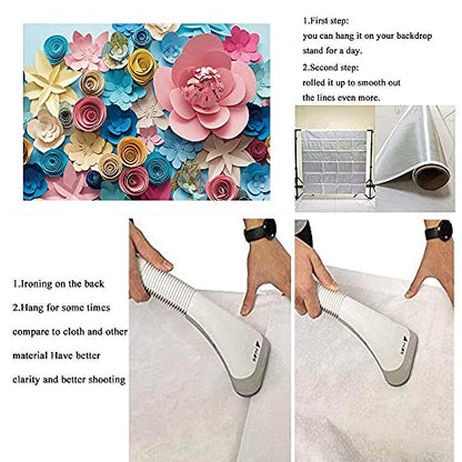 GYA 3D Colorful Paper Flowers Backdrop 7x5ft Hand-Make Flower Background Mother's Day Baby Shower Birthday Girl Adults Bachelorette Bridal Shower
