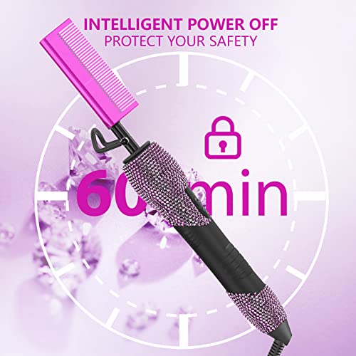 DAN Technology 500 hot Comb Electric for Wigs, Diamond Heating Comb, 60 Min Auto-Off & 7 Temperatures Adjustable Purple hot Comb, Professional Pressing Combs for Black Hair - color: Purple