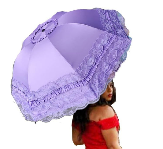 WENDIN Vintage Foldable Lace Parasol Gothic Umbrella rain Anti-uv Protection parasol sunblock umbrella dome Photo Props girls women lace umbrellas - color: Manual Purple-2
