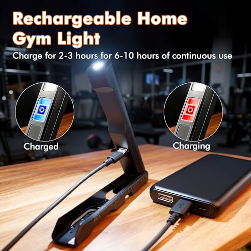 Guankai Gym Lamp for Posing, Rechargeable Home Gym Lighting, Magnetic Led Work Light with 180° Rotate Foldable, Mini Camping Lights Samll Lamps with Hang Hook for Bodybuilding