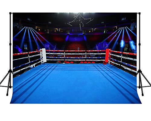7x5ft Photography Backdrops for Boys Birthday Party Boxing Ring Backgrounds Dorm Decorations Backdrop for Men Portrait Backdrops Photo Booth Props - color: Blue, size: 7x5ft