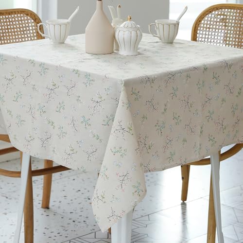 YiHomer Pastoral Square Tablecloth - 52 x 52 Inch Table Cloth - Washable Table Cover with Dust-Proof Wrinkle Resistant for Restaurant, Picnic, Bistro, Indoor and Outdoor Dining, Gardenia - color: C - Floral (Gardenia), size: 52" x 52" (Square)