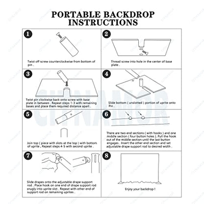 Pipe and Drape Adjustable Uprights, Crossbars,Bases & Hangers - Drape Systems for Backdrops, Trade Shows, Events, Photo Booths and Decorations by CITNAMOR ((4'-10') Tall x 10' Wide Kit) - size: 4-10' Tall x 10' Wide Kit