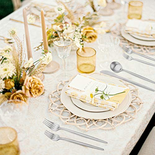 Matte Silverware Set, Oliviola 40-Piece Stainless Steel Flatware Cutlery Set Service for 8, Satin Finish Kitchen Utensil Set, Dishwasher Safe - color: Silver, size: 40-piece