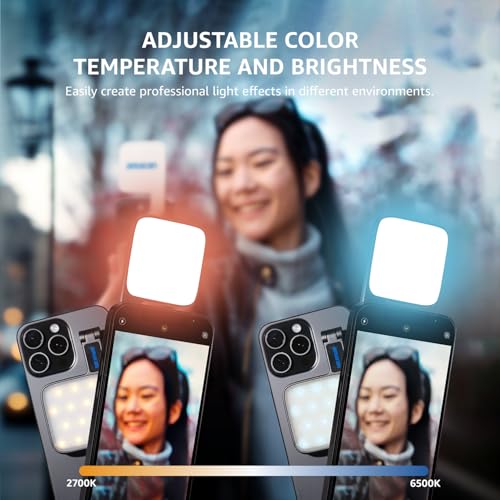 amaran Go Compatible with MagSafe Mini Phone Light,Rechargeable Portable Mirror LED Phone Light for Selfie,Makeup,Video Conference,TikTok,Compatible with iPhone&Android (Charcoal)