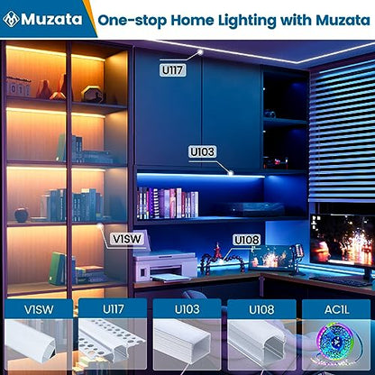 Muzata 10Pack 6.6ft/2M Plaster in LED Channel Trimless Recessed LED Strip Diffuser Channel Spotless Deeper Wider for Drywall Ceiling Wall U117 WW 2M - size: 10Pack*2M/6.6FT
