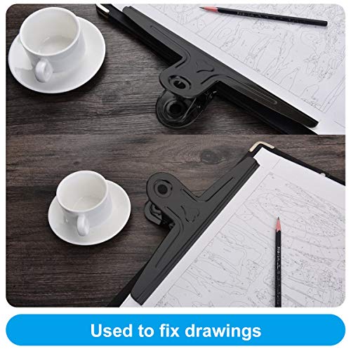 Coideal Extra Large Bulldog Clips Black, 2 Pcs Heavy-Duty Jumbo Bull Clips 30cm XXL Stainless Steel Paper Clip Clamps (11 4/5 Inch) - color: Black