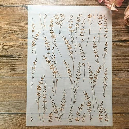 TIAMECH A4 Reusable Grass Stencil for Painting - Thin Grass Leaves Layering Template, DIY Wall Art, Wood Furniture, Scrapbook & Crafts (8.3x11.7inch) - style: Thin Grass