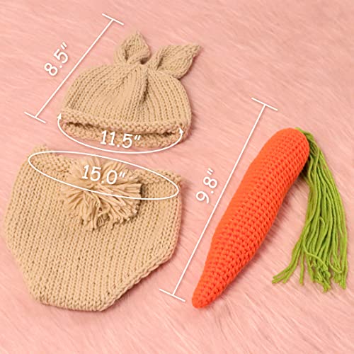 M&G House Newborn Photography Outfits Baby Crochet Knitted Photoshoot Props Animal Costume Set - color: 03 Rabbit Carrot Outfit