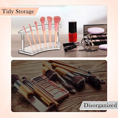 Lincia 10 Pack Pen Display Stand, 6 Slots Plastic Pen Holder, Display Eyebrow Makeup Brush Rack Organizer for School Office Supplies, 2 Style(Clear) - color: Clear