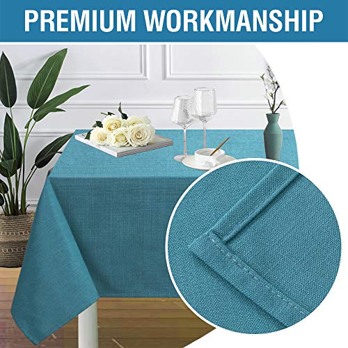 H.VERSAILTEX Linen Textured Table Cloths 54 x 54 Inch Premium Solid Tablecloth Spill-Proof Waterproof Table Cover for Dining Buffet Feature Extra Soft and Thick Fabric Wrinkle Free, Teal - color: Teal, size: 54" x 54" (Square)
