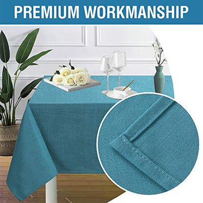 H.VERSAILTEX Linen Textured Table Cloths 54 x 54 Inch Premium Solid Tablecloth Spill-Proof Waterproof Table Cover for Dining Buffet Feature Extra Soft and Thick Fabric Wrinkle Free, Teal - color: Teal, size: 54" x 54" (Square)