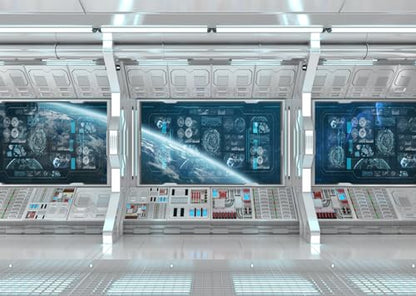 BELECO 20x10ft Fabric Spaceship Backdrop Futuristic Science Fiction Spacecraft Cabin, Universe Outer Space Earth Planet Background Space Station Party Decorations Photo Booth Shoot Studio Props - size: 20x10ft