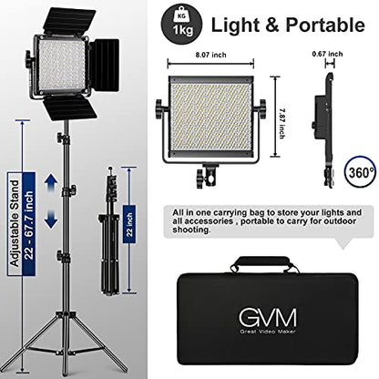 GVM RGB Video Lighting, Bi-Color Led Video Light Kit with APP Control, 2 Packs 850D Photography Lighting Kit CRI 97+ for Web Conference, YouTube, Gaming, Zoom, Aluminum Alloy Shell - size: 2 packs