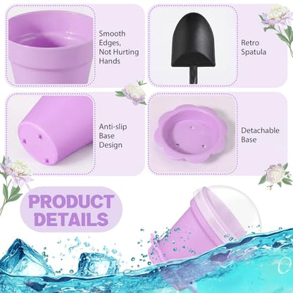 Honeydak 25 Pack Flowerpot Dessert Cup Plastic Cake Cups with Lid Shovel Spoon Mini Flower Pot Dessert Cups Ice Cream Yogurt Cupcake Holder Containers for Birthday Party Supplies DIY Baking (Purple) - color: Purple