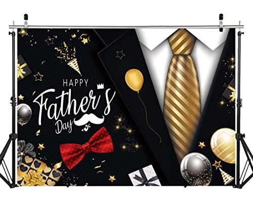 7X5FT Happy Father's Day Backdrop Gold Tie Suit Backdrop Father's Day Party Photo Backdrops for Father's Photo Booth Prop Decoration Photography Background DH-405 - size: 7X5FT