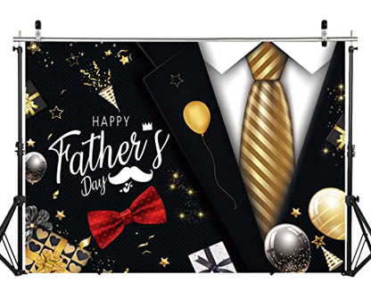 7X5FT Happy Father's Day Backdrop Gold Tie Suit Backdrop Father's Day Party Photo Backdrops for Father's Photo Booth Prop Decoration Photography Background DH-405 - size: 7X5FT