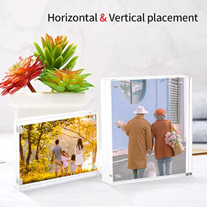 Sezanrpt Acrylic 4x6 Picture Frame, Clear Photo Display Magnetic Photo Frame 4x6, Double Sided Frameless Desk Picture Frames for Office - size: 4'' x 6''