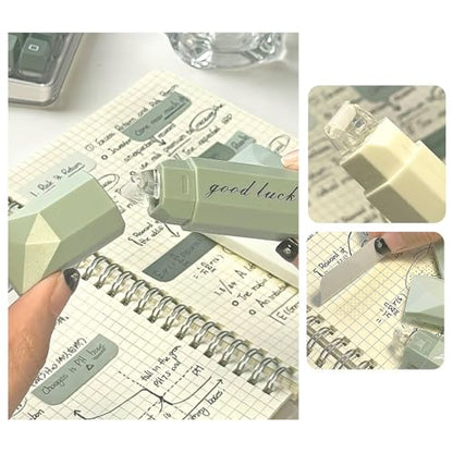Glue Tape Roller, Double Sided Tape for Crafts Scrapbooking Supplies, Scrapbook Tape Runner Glue Gradient Green（4 Pack）