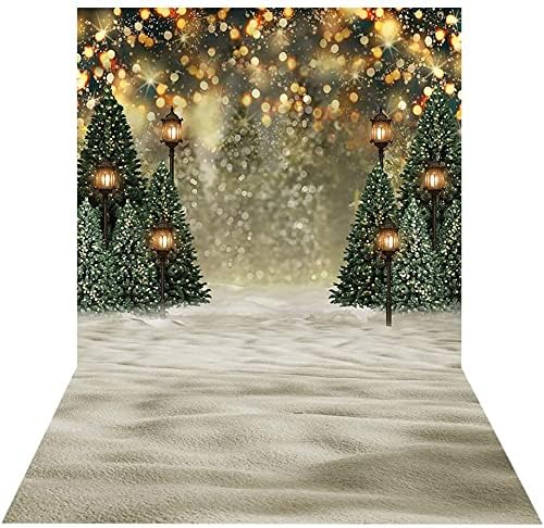Mocsicka Winter Forest Landscape Backdrop Snowy Christmas Pine Tree Halo Spots Photography Background Winter Wonderland Forest Family Party Wall Decoration Photo Studio Props (6x8ft) - size: 6x8ft