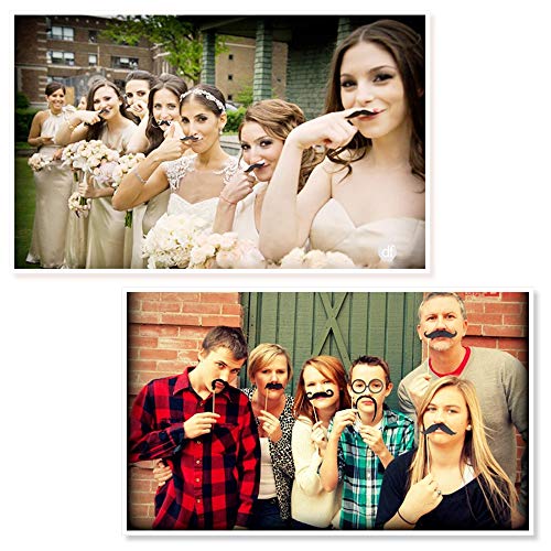 Party Props for Photo Booth Birthday Wedding Kids Adult Prom 58 Pcs, DIY Funny Ronwace Costumes with Mustache on a Stick, Hats, Glasses, Mouth, Bowler, Bowties