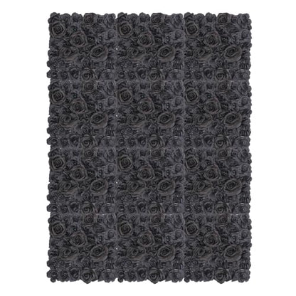 12PCS Flower Wall Panels Black 3D Silk Rose Wall Artificial Gorgeous Wall Backdrop Background Artificial Flowers Decoration for Photo Background Home Party Wedding Backdrop Decoration