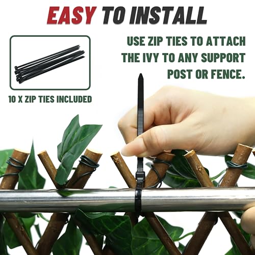 ShadeMart Expandable Privacy Fence Greenery Screen for Balcony Patio Decks Outdoor, Decorative Faux Ivy Fencing Panel Artificial Hedge for Garden Home Wall Backdrop, Single Sided Leaves
