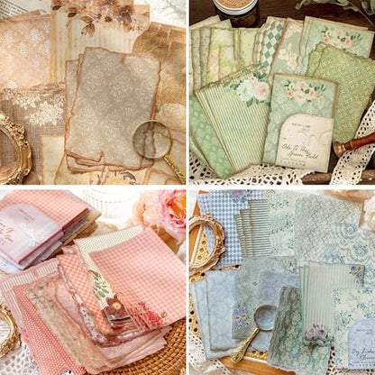240 Sheets Vintage Floral Scrapbook Paper & Textured Paper Set - 8 Pack Mixed Scrapbook Supplies for DIY Scrapbooking Planner Bullet Junk Journal Supplies Collage Background 3.9x5.5 Inch