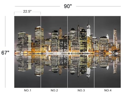 Cliouar-Aerial View of Manhattan, New York City Mural Wallpaper Peel and Stick 90" x 67" - color: No.10, size: 90" x 67"