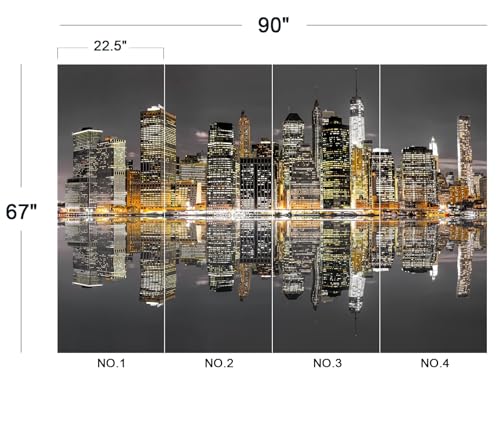 Cliouar-Aerial View of Manhattan, New York City Mural Wallpaper Peel and Stick 90" x 67" - color: No.10, size: 90" x 67"