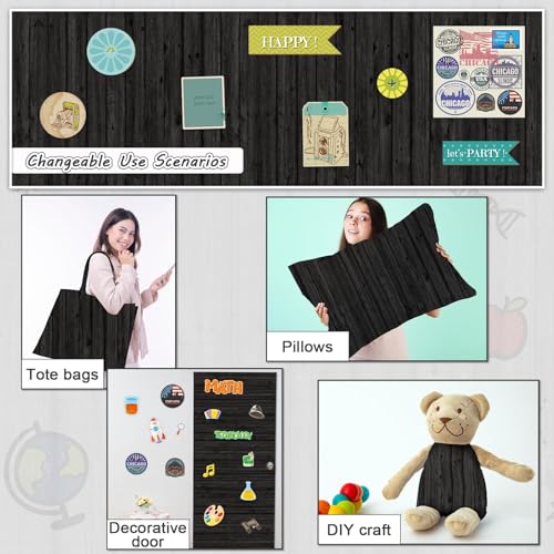 Classroom Fabric Bulletin Board 47x141inch Black Wood Texture Back to School Classroom Backdrop Decorations for Wall Door Background, DIY Craft, Bulletin Boards, Pillow, Curtain, Reusable, Easy to Cut - style: Black Wood Grain