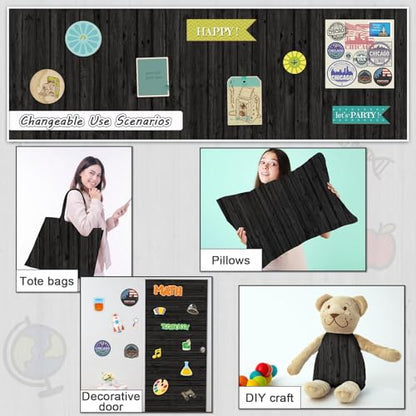 Classroom Fabric Bulletin Board 47x141inch Black Wood Texture Back to School Classroom Backdrop Decorations for Wall Door Background, DIY Craft, Bulletin Boards, Pillow, Curtain, Reusable, Easy to Cut - style: Black Wood Grain