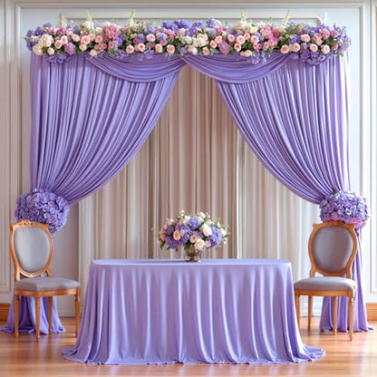 Lavender Backdrop Curtains 4 Panels - Wrinkle-Free Polyester Photography Drapes for Baby Shower & Party Background Backdrop Stand - 16 X10FT - color: Lavender, size: W4' x H10'(4 panels)