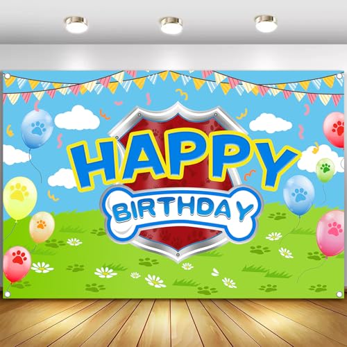 5x3ft Cartoon Dog Theme Backdrop Cartoon Photography Background Kids Boys Girls Birthday Party Decorations Photo Booth Banner Props - color: Red-Dog