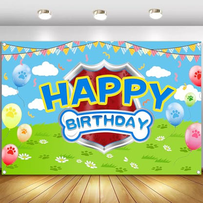 5x3ft Cartoon Dog Theme Backdrop Cartoon Photography Background Kids Boys Girls Birthday Party Decorations Photo Booth Banner Props - color: Red-Dog
