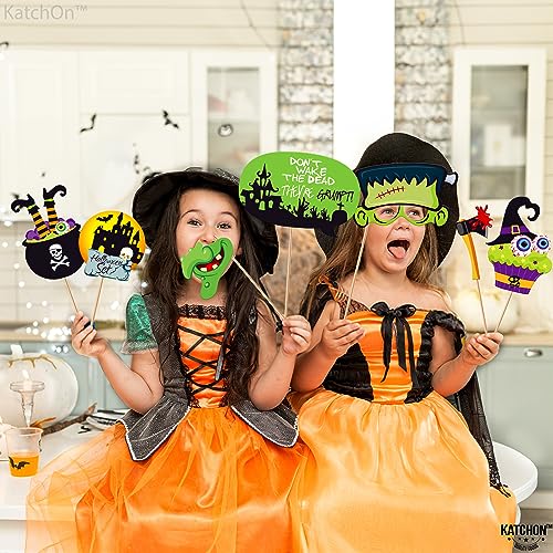 KatchOn Halloween Photo Booth Props - 56 Pack | Hocus Pocus Witch Photo Booth Props - color: Orange and Black