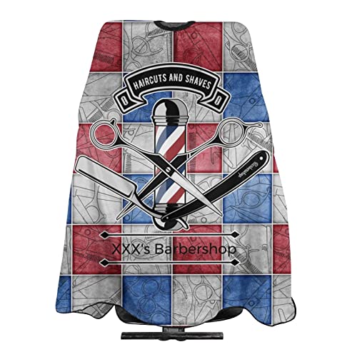 Custom Waterproof Barber Cape Hairdresser Cape, Add Your Photo Text Personalized Barbershop Haircut Salon Cape for Men, Customized Hair Cutting Cape for Home Salon Barbershop - color: Barber Shop-6