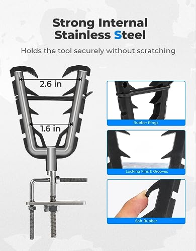 KEMIMOTO ATV UTV Hunting Tool Mount for 0.79 in - 1.97 in Square Tube, Tool Holder Rack with Rubber Straps