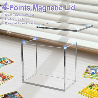 PKMN Booster Box Display Case, Clear Acrylic Protector for Booster Box TCG Trading Card Box | 5mm Thick with Magnetic Lid, UV Blocking & Dust Proof Showcase | Stackable Storage Case