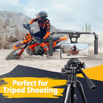 Zeadio Aluminum Smartphone Stabilizer Grip, Foldable Cellphone Video Rig, Filmmaking Vlogging Case, Phone Stabilizer Tripod Mount for All iPhone and Android Smartphones - style: Foldable Version