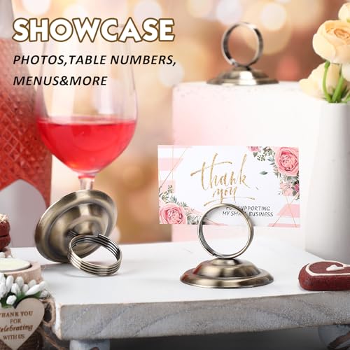 MotiMind 24 Pcs Table Number Holders-Metal Place Card Holders Table Number Stands Tabletop Sign Stands for Photos, Menu, Memo, Notes, Wedding, Restaurant, Banquet, Birthday(Bronze) - color: Bronze