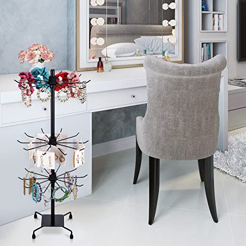 BBTO 2 Pcs Rotating Display Stand Jewelry Display Rack with Hooks Metal Earrings Stand for Vendors Necklace Bracelet Selling(Black,28.35 x 11.81 Inch) - color: Black, size: 28.35 x 11.81 Inch