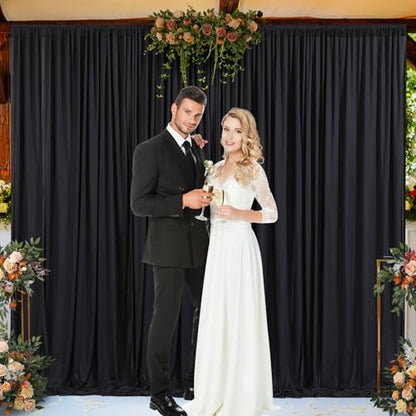 Wish Care Black Backdrop Curtain 4 Panels - Wrinkle-Free Polyester Photography Drapes for Wedding & Party - 16 X 10FT - color: Black, size: W4' x H10'(4 panels)