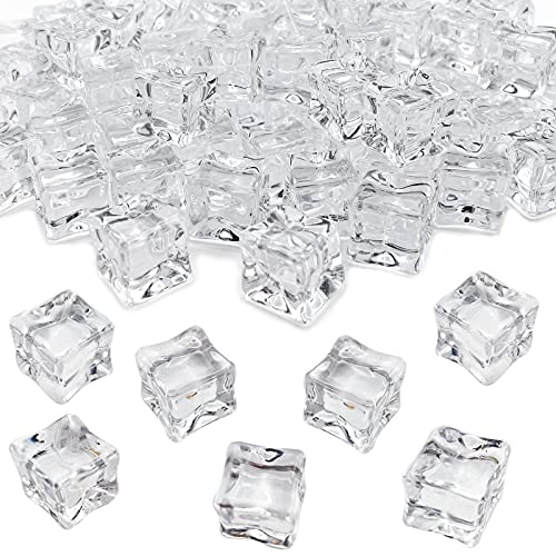 Fake Ice Cubes, 50 PCS 0.8" Fake Ice, Artificial Acrylic Crystal Diamonds for Vase Fillers, 20 mm Plastic Ice Cubes for Party, Wedding - color: 20 MM-50PCS