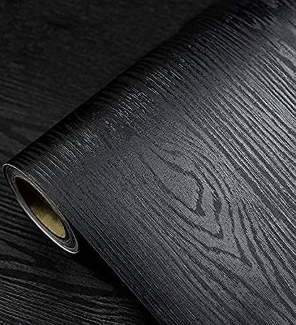 Black Wallpaper - Wood Peel and Stick Wallpaper – Black Wood Self-Adhesive & Removable Wall paper for Countertop Furniture Kitchen Wall, Countertop Contact Paper, Easy to Clean, 17.7” × 118” Vinyl - size: 17.7" x 118"