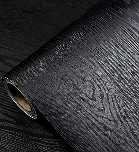 Black Wallpaper - Wood Peel and Stick Wallpaper – Black Wood Self-Adhesive & Removable Wall paper for Countertop Furniture Kitchen Wall, Countertop Contact Paper, Easy to Clean, 17.7” × 118” Vinyl - size: 17.7" x 118"