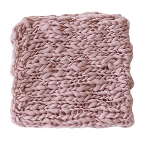Baby Photography Props Basket Braid Wool Wrap Newborn Photo Shoot Baskets Filler Posing Stuffer Background Blanket - color: Light Pink