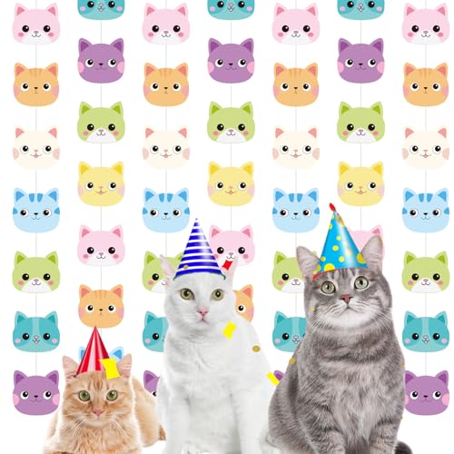 Xinnun 8 Pcs Cat Dollhouse Party Decorations Doll House Hanging Banner Garland Doll of House Birthday Party Decorations Dollhouse Wall Decor for Pet Kitty Themed Birthday Supplies (Cat) - style: Cat