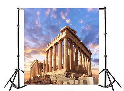 AOFOTO 8x8ft Acropolis of Athens Backdrop Parthenon Temple Photography Background Ancient Column Stone Pillar Greek Trip Photo Studio Props Adult Portrait Greece History Building Culture Wallpaper - size: 8x8ft
