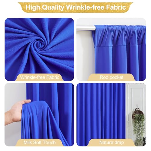 16x10FT Royal Blue Backdrop Curtains for Wedding Parties, Wrinkle Free Polyester Photography Backdrop Drapes for Wedding Baby Shower Birthday Parties Stage Background Stand Decorations 4x10ft,4 Panels - color: Royal Blue, size: W4' X H10'(4 Panels)